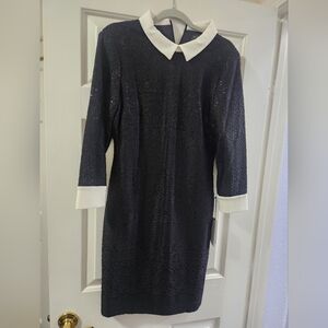 Ivanka Trump Black and White Sheath Dress with Peter Pan Collar